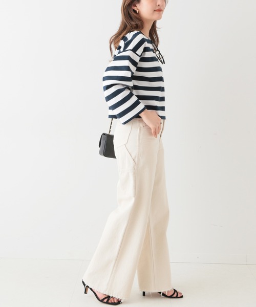 SLOBE IENA(スローブイエナ)の「BIGボーダーワイドプルオーバー【手洗い可能】◆(Tシャツ/カットソー・レディース・ブラック/ネイビー・FREE)」の10枚目の写真