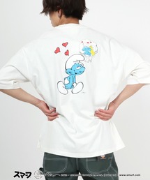 Salong hameu（サロン ハミュー）の「THE SMURFS(スマーフ)バックプリント・リンガー ラグランTシャツ（Tシャツ/カットソー）」