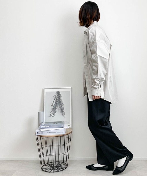 Anytime Songs（エニータイムソングス）の「綿ブロードレギュラーカラーLSシャツ（シャツ/ブラウス・メンズ・ホワイト/サックスブルー/グリーン/グレイッシュベージュ/ブラック/ホワイト系その他/ラベンダー/イエロー/サックスブルー系/ブラック系その他/グリーン系その他・MEDIUM/X-LARGE/LARGE）」の14枚目の写真