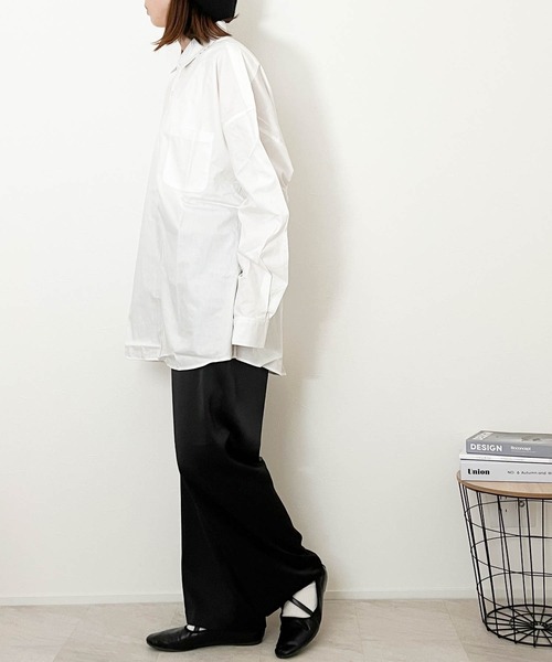 Anytime Songs（エニータイムソングス）の「綿ブロードレギュラーカラーLSシャツ（シャツ/ブラウス・メンズ・ホワイト/サックスブルー/グリーン/グレイッシュベージュ/ブラック/ホワイト系その他/ラベンダー/イエロー/サックスブルー系/ブラック系その他/グリーン系その他・MEDIUM/X-LARGE/LARGE）」の18枚目の写真