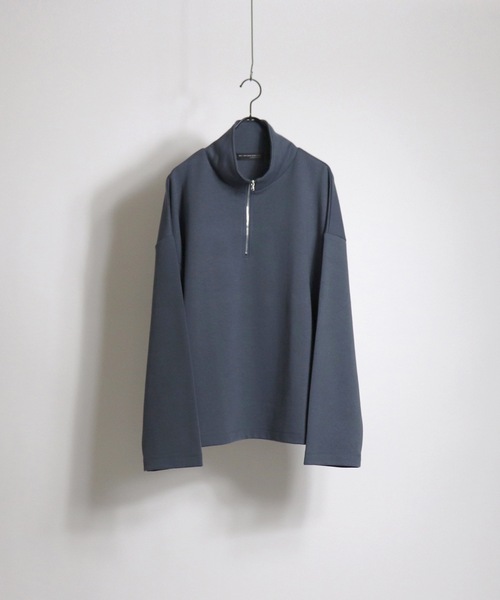 Confirm(コンファーム)の「Confirm / コンファーム ハーフジップ ポンチルーズカットソー(Tシャツ/カットソー・メンズ・ライトブルーグレー/グレイッシュブルー/チャコールグレー・L/M)」の10枚目の写真