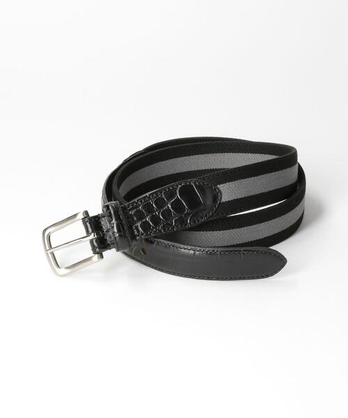 green label relaxing(グリーンレーベルリラクシング)の「クロコ型押し×テープ コンビ ベルト(ベルト・メンズ・その他1/その他2/その他3・M/L)」の1枚目の写真