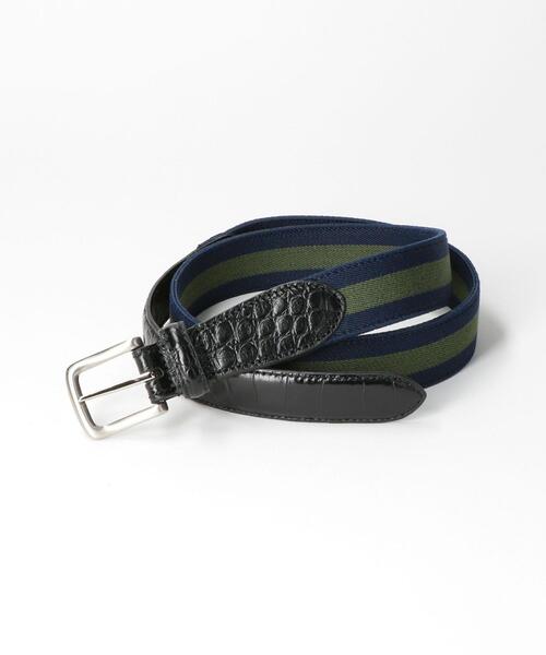 green label relaxing(グリーンレーベルリラクシング)の「クロコ型押し×テープ コンビ ベルト(ベルト・メンズ・その他1/その他2/その他3・M/L)」の2枚目の写真