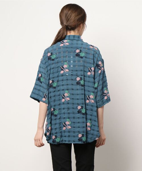 H.A.K. 花柄フリル半袖シャツ