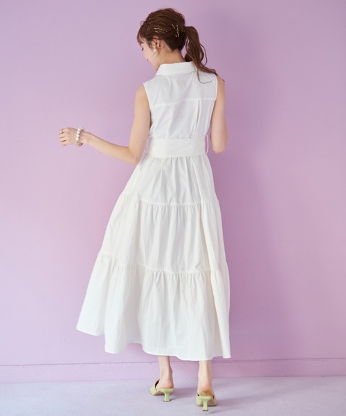 VIOLETTA（ヴィオレッタ）の「バリモアカラーティアードシャツワンピース（ワンピース・レディース・ホワイト/ベージュ・FREE）」の8枚目の写真