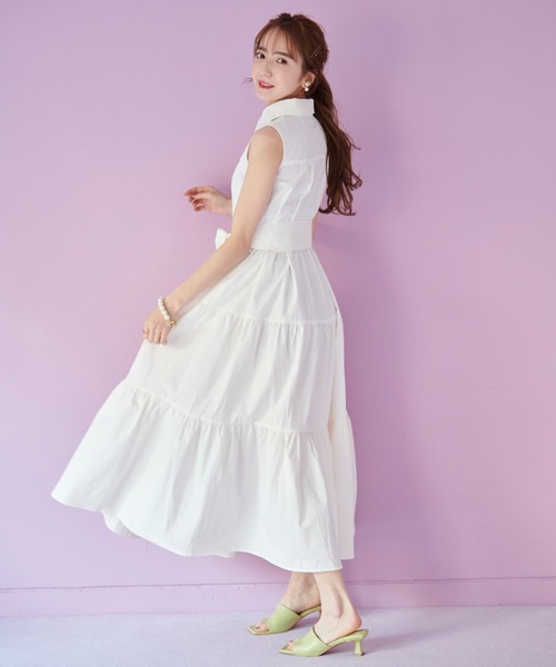 VIOLETTA（ヴィオレッタ）の「バリモアカラーティアードシャツワンピース（ワンピース・レディース・ホワイト/ベージュ・FREE）」の7枚目の写真