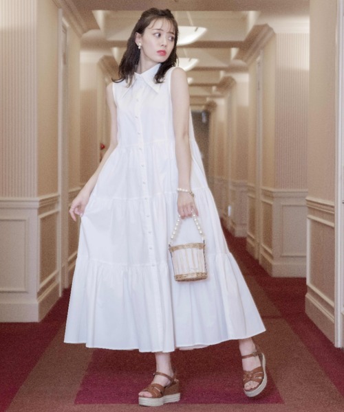 VIOLETTA（ヴィオレッタ）の「バリモアカラーティアードシャツワンピース（ワンピース・レディース・ホワイト/ベージュ・FREE）」の4枚目の写真