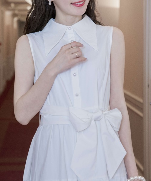 VIOLETTA（ヴィオレッタ）の「バリモアカラーティアードシャツワンピース（ワンピース・レディース・ホワイト/ベージュ・FREE）」の13枚目の写真