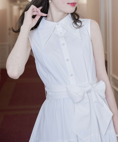 VIOLETTA（ヴィオレッタ）の「バリモアカラーティアードシャツワンピース（ワンピース・レディース・ホワイト/ベージュ・FREE）」の14枚目の写真