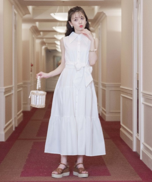 VIOLETTA（ヴィオレッタ）の「バリモアカラーティアードシャツワンピース（ワンピース・レディース・ホワイト/ベージュ・FREE）」の9枚目の写真