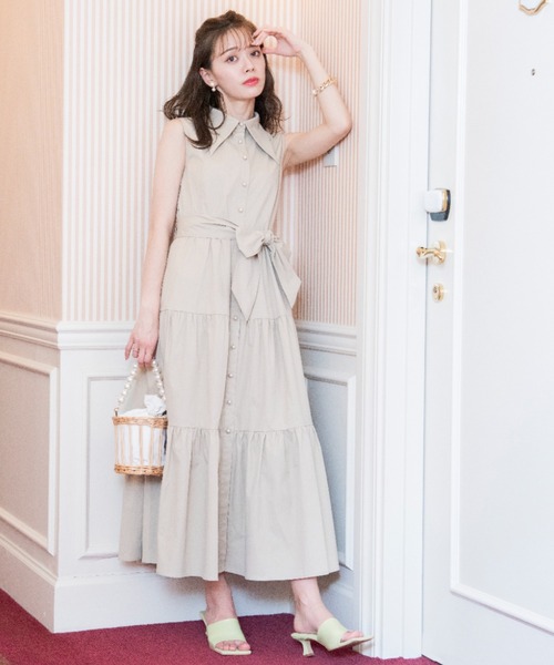 VIOLETTA（ヴィオレッタ）の「バリモアカラーティアードシャツワンピース（ワンピース・レディース・ホワイト/ベージュ・FREE）」の16枚目の写真