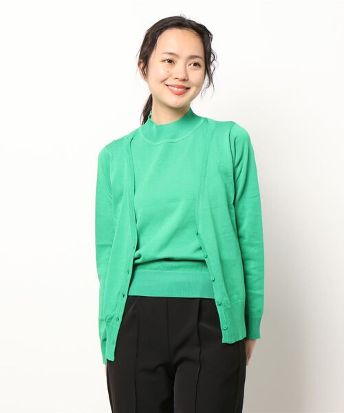 KOBE LETTUCE（コウベレタス）の「［ 2点セット ］サマーニットアンサンブル[C6043]（アンサンブル・レディース・ベージュ系/グリーン系/ブラック・FREE）」の3枚目の写真