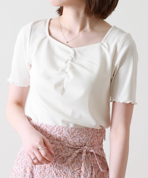 Cheek(チーク)の「メローミニTee(Tシャツ/カットソー・レディース・チャコールグレー/アイボリー/マスタード/ホワイト×ブラック・MEDIUM)」の2枚目の写真