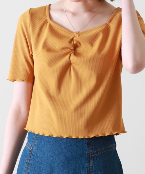 Cheek(チーク)の「メローミニTee(Tシャツ/カットソー・レディース・チャコールグレー/アイボリー/マスタード/ホワイト×ブラック・MEDIUM)」の4枚目の写真