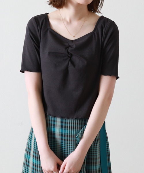 Cheek(チーク)の「メローミニTee(Tシャツ/カットソー・レディース・チャコールグレー/アイボリー/マスタード/ホワイト×ブラック・MEDIUM)」の9枚目の写真