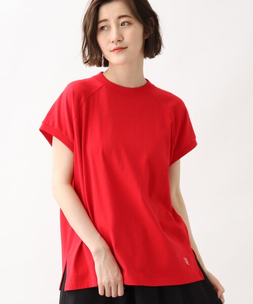 grove(グローブ)の「grove×Something モックネックTシャツ(Tシャツ/カットソー・レディース・アイボリー/ダークグレー/レッド系1・02/03)」の1枚目の写真