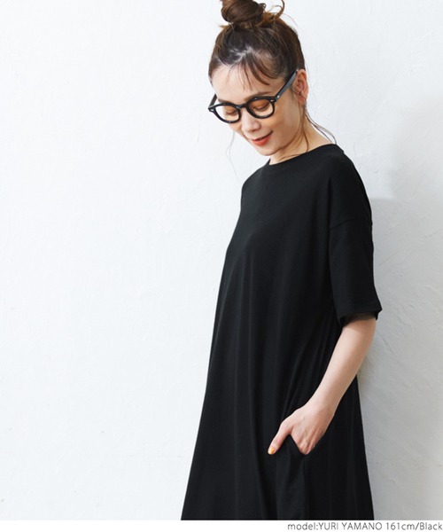 coca(coca)(コカ)の「半袖Aラインワンピース(ワンピース・レディース・ホワイト/ブラック/カーキ・ONE SIZE)」の5枚目の写真