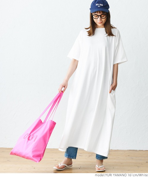 coca(coca)(コカ)の「半袖Aラインワンピース(ワンピース・レディース・ホワイト/ブラック/カーキ・ONE SIZE)」の9枚目の写真