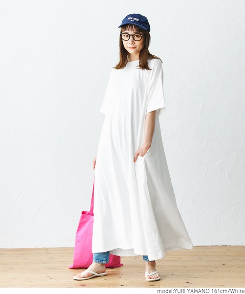 coca(coca)(コカ)の「半袖Aラインワンピース(ワンピース・レディース・ホワイト/ブラック/カーキ・ONE SIZE)」の10枚目の写真