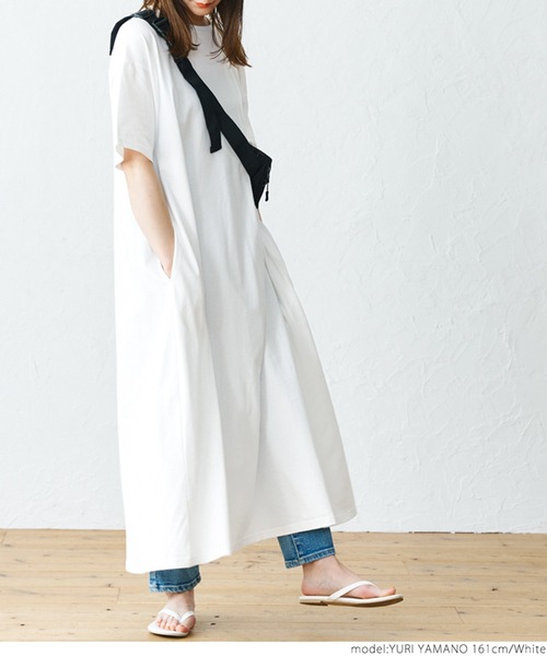 coca(coca)(コカ)の「半袖Aラインワンピース(ワンピース・レディース・ホワイト/ブラック/カーキ・ONE SIZE)」の11枚目の写真