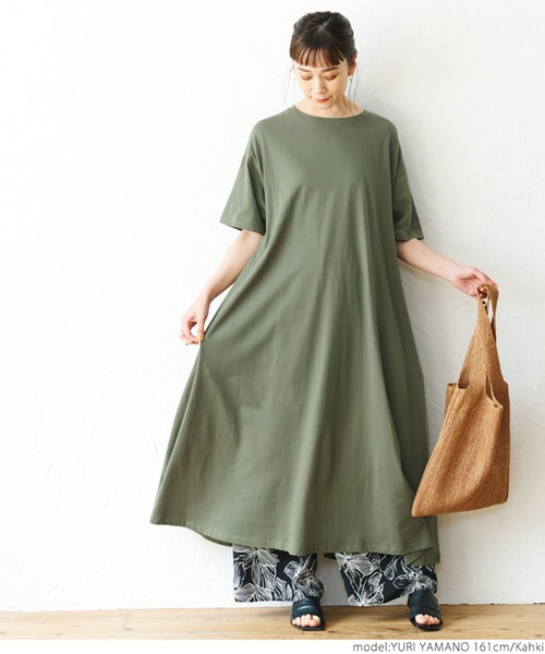 coca(coca)(コカ)の「半袖Aラインワンピース(ワンピース・レディース・ホワイト/ブラック/カーキ・ONE SIZE)」の14枚目の写真