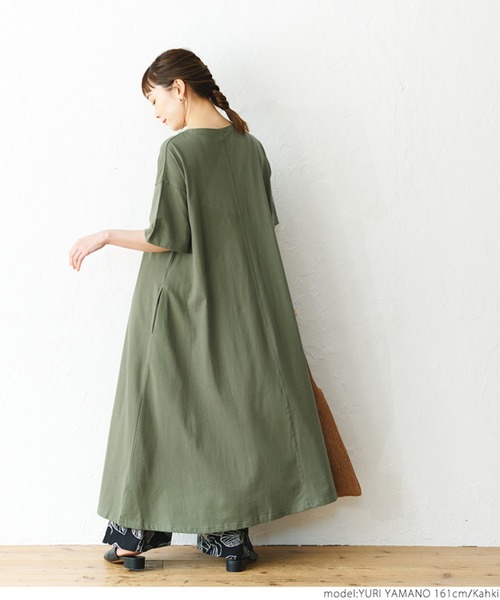 coca(coca)(コカ)の「半袖Aラインワンピース(ワンピース・レディース・ホワイト/ブラック/カーキ・ONE SIZE)」の15枚目の写真