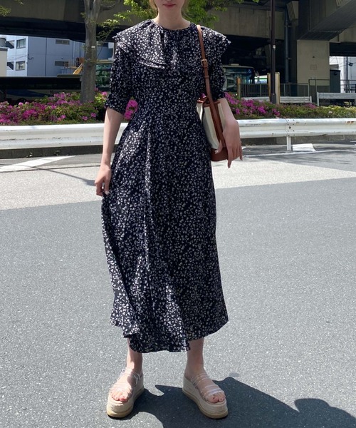 archives（アルシーヴ）の「タックケープセット５分袖ワンピース（ワンピース・レディース・イエロー/ブラック/オフホワイト・MEDIUM）」の12枚目の写真