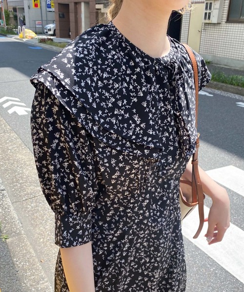 archives（アルシーヴ）の「タックケープセット５分袖ワンピース（ワンピース・レディース・イエロー/ブラック/オフホワイト・MEDIUM）」の11枚目の写真