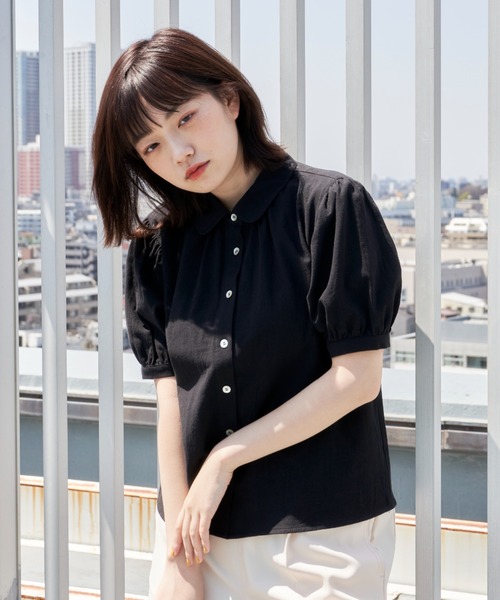 MERLOT(メルロー)の「ヴィンテージ丸襟ブラウス(シャツ/ブラウス・レディース・ホワイト/ブラック/ピンク・FREE)」の9枚目の写真