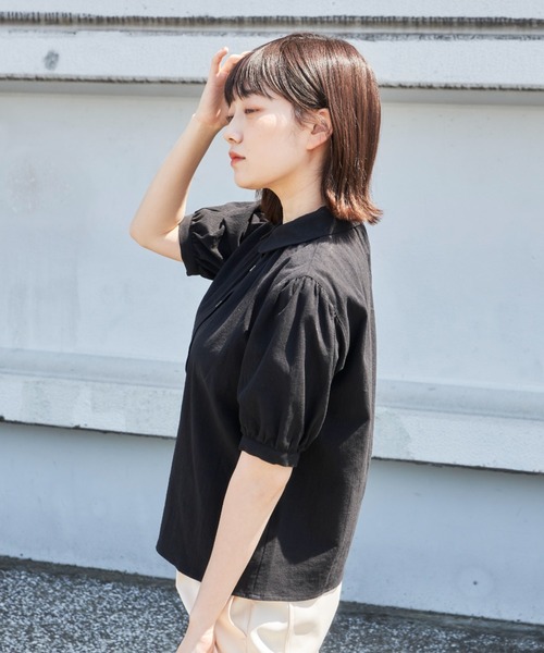 MERLOT(メルロー)の「ヴィンテージ丸襟ブラウス(シャツ/ブラウス・レディース・ホワイト/ブラック/ピンク・FREE)」の11枚目の写真