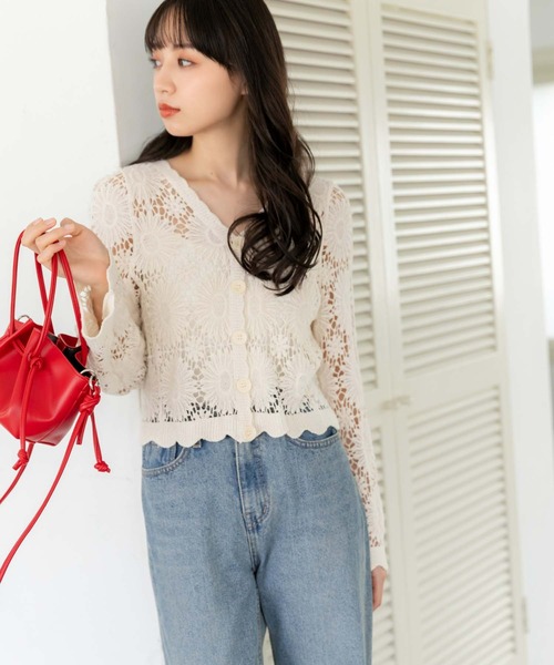 fifth（フィフス）の「かぎ針編みカーディガン（カーディガン/ボレロ・レディース・ベージュ/ホワイト・M）」の4枚目の写真