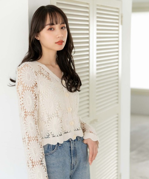 fifth（フィフス）の「かぎ針編みカーディガン（カーディガン/ボレロ・レディース・ベージュ/ホワイト・M）」の5枚目の写真