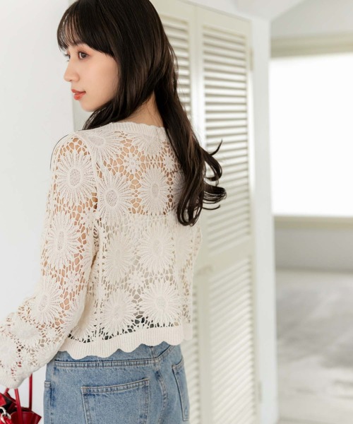 fifth（フィフス）の「かぎ針編みカーディガン（カーディガン/ボレロ・レディース・ベージュ/ホワイト・M）」の7枚目の写真