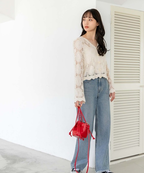 fifth（フィフス）の「かぎ針編みカーディガン（カーディガン/ボレロ・レディース・ベージュ/ホワイト・M）」の9枚目の写真