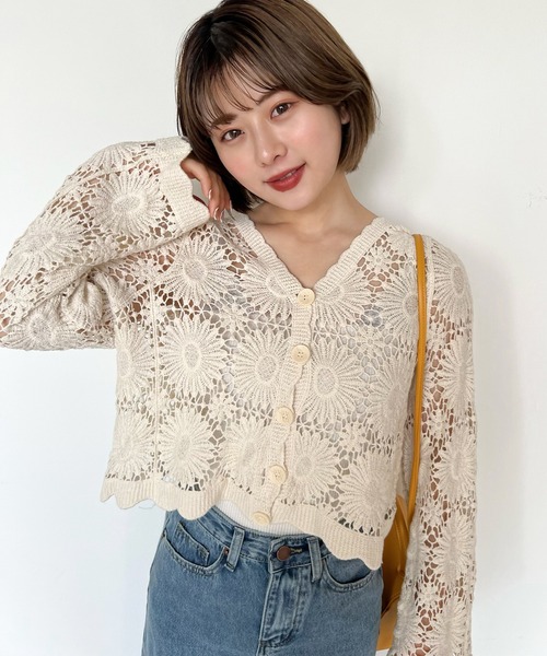 fifth（フィフス）の「かぎ針編みカーディガン（カーディガン/ボレロ・レディース・ベージュ/ホワイト・M）」の20枚目の写真