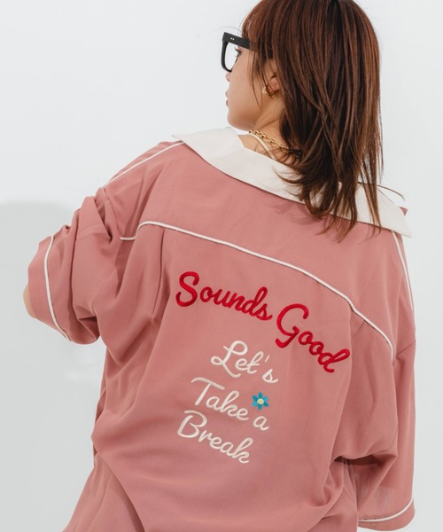 nemne store（ネンネストア）の「刺繍ボーリングシャツ（シャツ/ブラウス・レディース・ピンク/アイボリー・フリー）」の2枚目の写真