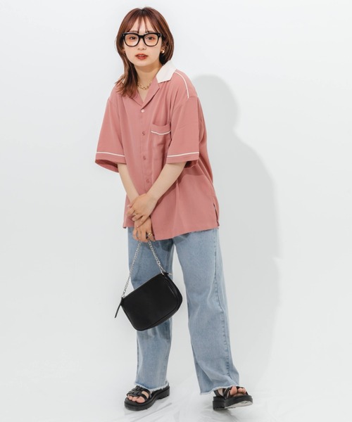 nemne store（ネンネストア）の「刺繍ボーリングシャツ（シャツ/ブラウス・レディース・ピンク/アイボリー・フリー）」の3枚目の写真