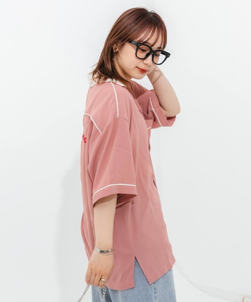 nemne store（ネンネストア）の「刺繍ボーリングシャツ（シャツ/ブラウス・レディース・ピンク/アイボリー・フリー）」の16枚目の写真