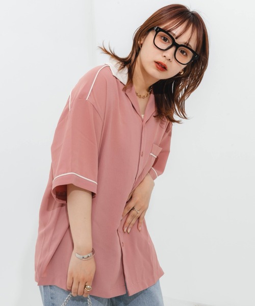 nemne store（ネンネストア）の「刺繍ボーリングシャツ（シャツ/ブラウス・レディース・ピンク/アイボリー・フリー）」の7枚目の写真