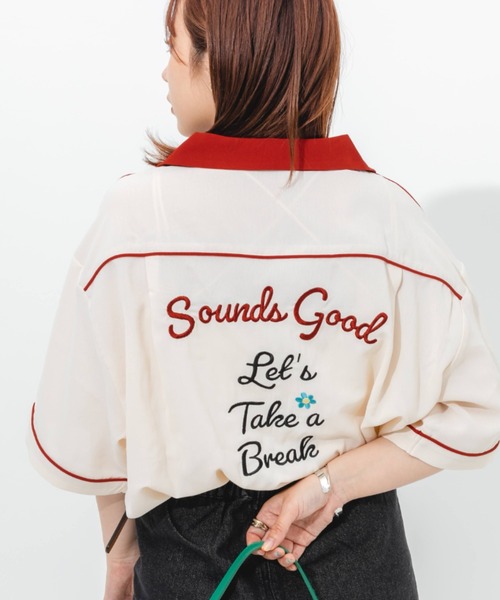 nemne store（ネンネストア）の「刺繍ボーリングシャツ（シャツ/ブラウス・レディース・ピンク/アイボリー・フリー）」の8枚目の写真