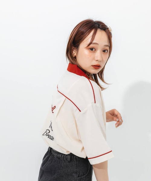 nemne store（ネンネストア）の「刺繍ボーリングシャツ（シャツ/ブラウス・レディース・ピンク/アイボリー・フリー）」の12枚目の写真
