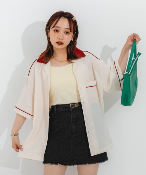 nemne store（ネンネストア）の「刺繍ボーリングシャツ（シャツ/ブラウス・レディース・ピンク/アイボリー・フリー）」の21枚目の写真