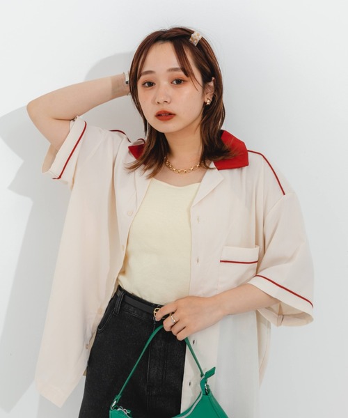 nemne store（ネンネストア）の「刺繍ボーリングシャツ（シャツ/ブラウス・レディース・ピンク/アイボリー・フリー）」の13枚目の写真