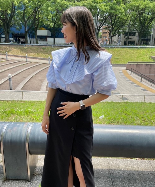 one after another NICE CLAUP（ワンアフターアナザーナイスクラップ）の「スタッフ考案　襟取り外し2wayブラウス（シャツ/ブラウス・レディース・オフホワイト/ピンク系その他/サックスブルー系・FREE）」の20枚目の写真