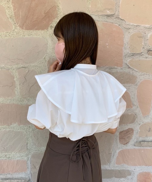 one after another NICE CLAUP（ワンアフターアナザーナイスクラップ）の「スタッフ考案　襟取り外し2wayブラウス（シャツ/ブラウス・レディース・オフホワイト/ピンク系その他/サックスブルー系・FREE）」の16枚目の写真