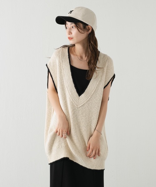 Kastane(カスタネ)の「【WEB限定再入荷】チルデンニットベスト(ベスト・レディース・アイボリー/ブラック・FREE)」の3枚目の写真