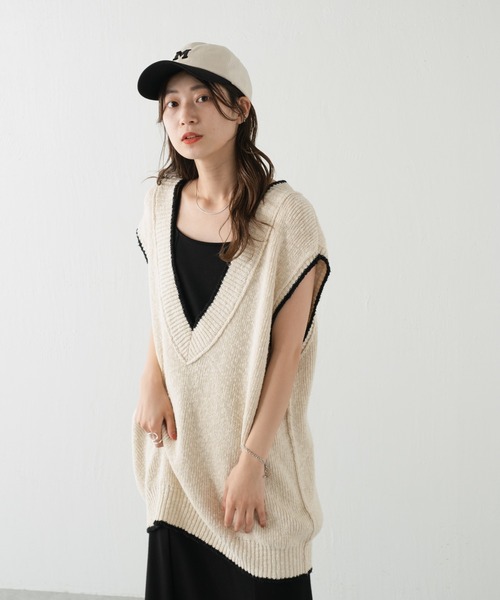 Kastane(カスタネ)の「【WEB限定再入荷】チルデンニットベスト(ベスト・レディース・アイボリー/ブラック・FREE)」の5枚目の写真