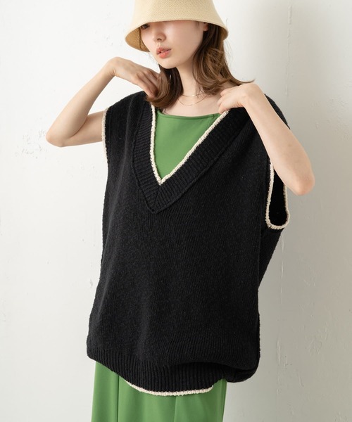 Kastane(カスタネ)の「【WEB限定再入荷】チルデンニットベスト(ベスト・レディース・アイボリー/ブラック・FREE)」の4枚目の写真