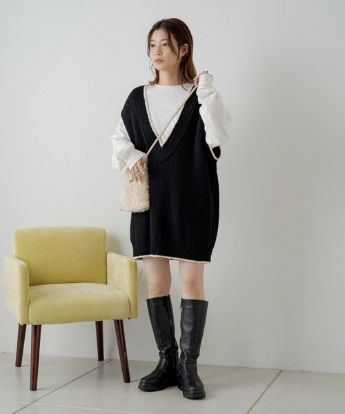 Kastane(カスタネ)の「【WEB限定再入荷】チルデンニットベスト(ベスト・レディース・アイボリー/ブラック・FREE)」の16枚目の写真