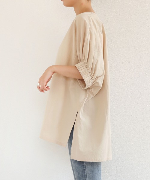 andme(アンドミー)の「ワッシャーコットン袖ギャザースキッパーブラウス(シャツ/ブラウス・レディース・オフホワイト/ライトベージュ/ネイビー/イエロー/オレンジ・M)」の16枚目の写真